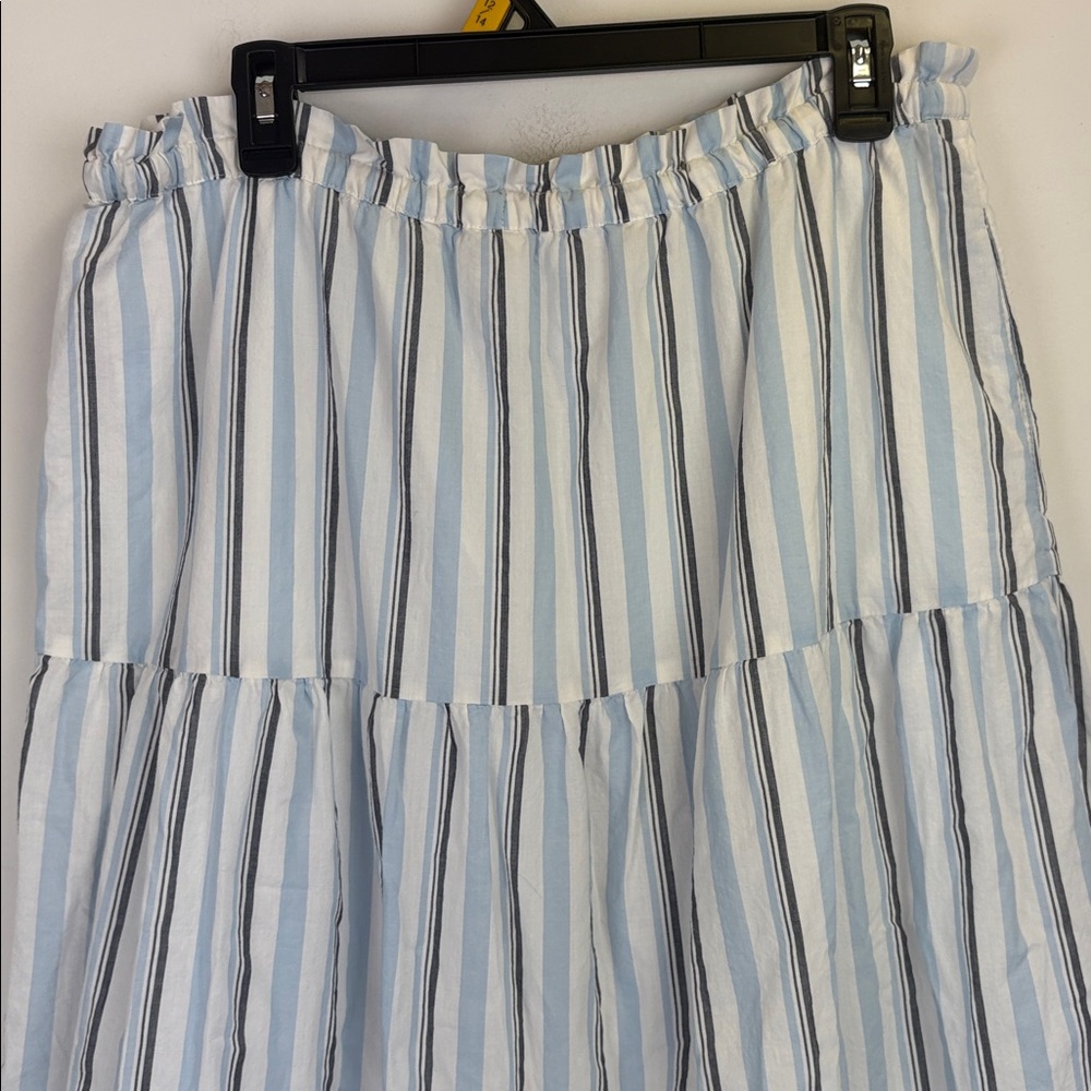 J Crew Tiered Blue, White, gray Striped  Skirt Size Large - Picture 8 of 9